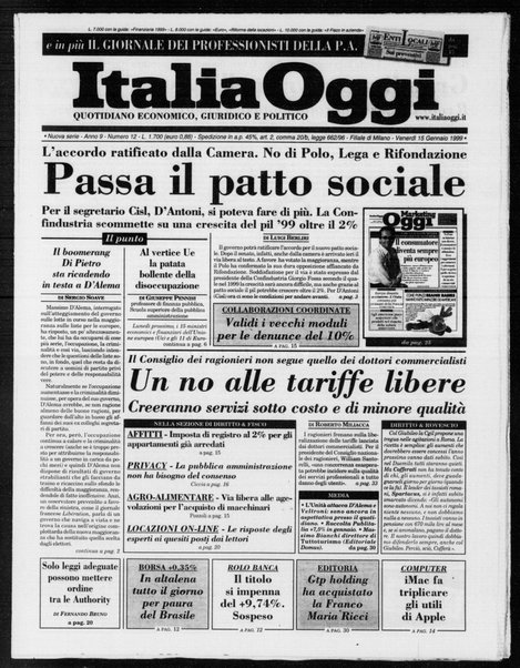 Italia oggi : quotidiano di economia finanza e politica